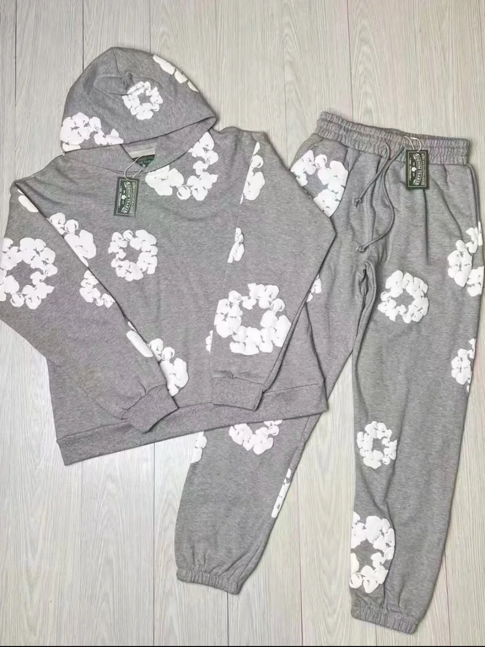 Gray Floral-Print Hoodie & Jogger Set - Men